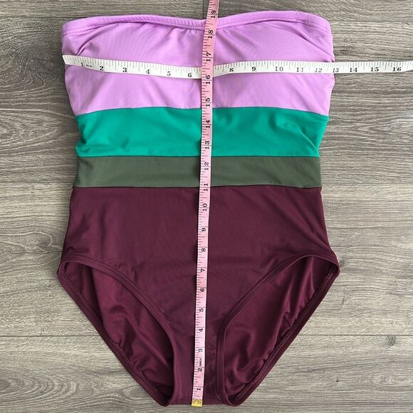 KATE SPADE One Piece Swimsuit XS Strapless Underwire Colorblock Beach Swimwear - Picture 8 of 8